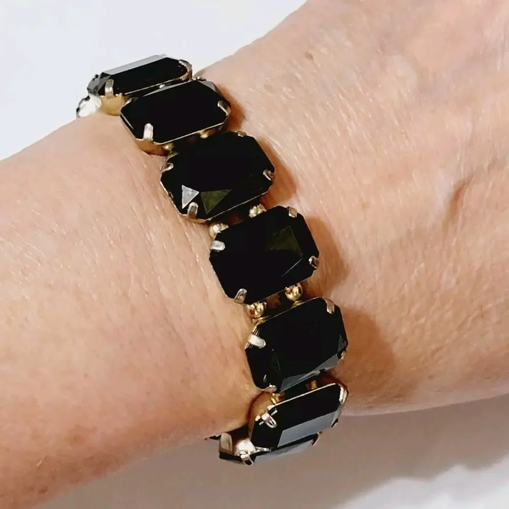 Black Lucite Stretch Bracelet,‎ 5/8